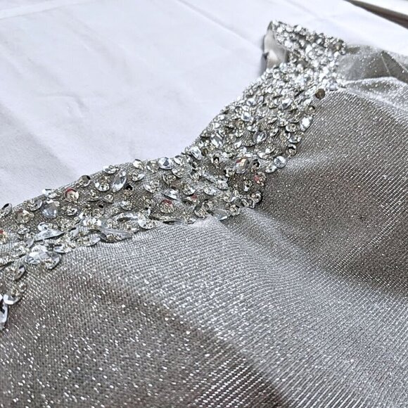 NWT LUNSS Custom Couture Silver Cinderella Wedding/Evening Gown w/Train Sz16/18 - Picture 4 of 10